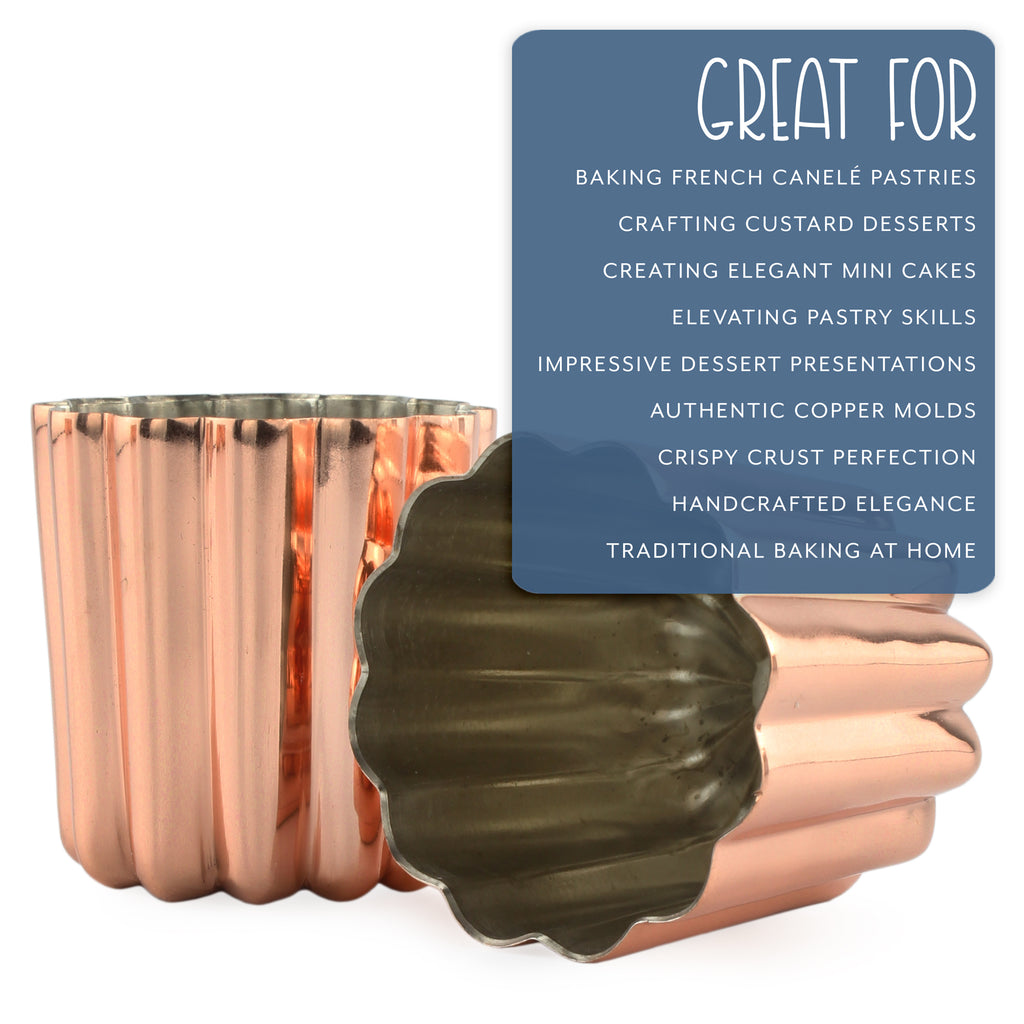 Copper Canelle Pastry Molds (Case of 96) - 96X_SIC-8501_CASE