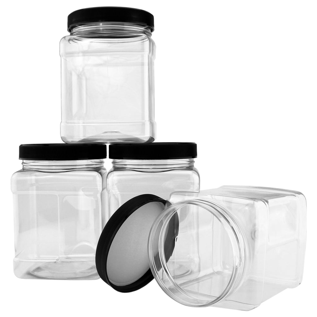 32oz Square Plastic Jars (Case of 108) - 27X_SH_1470_CASE