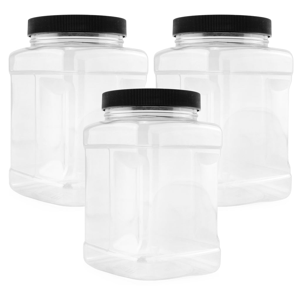 48oz Square Plastic Jars (3-Pack) - CBKit004