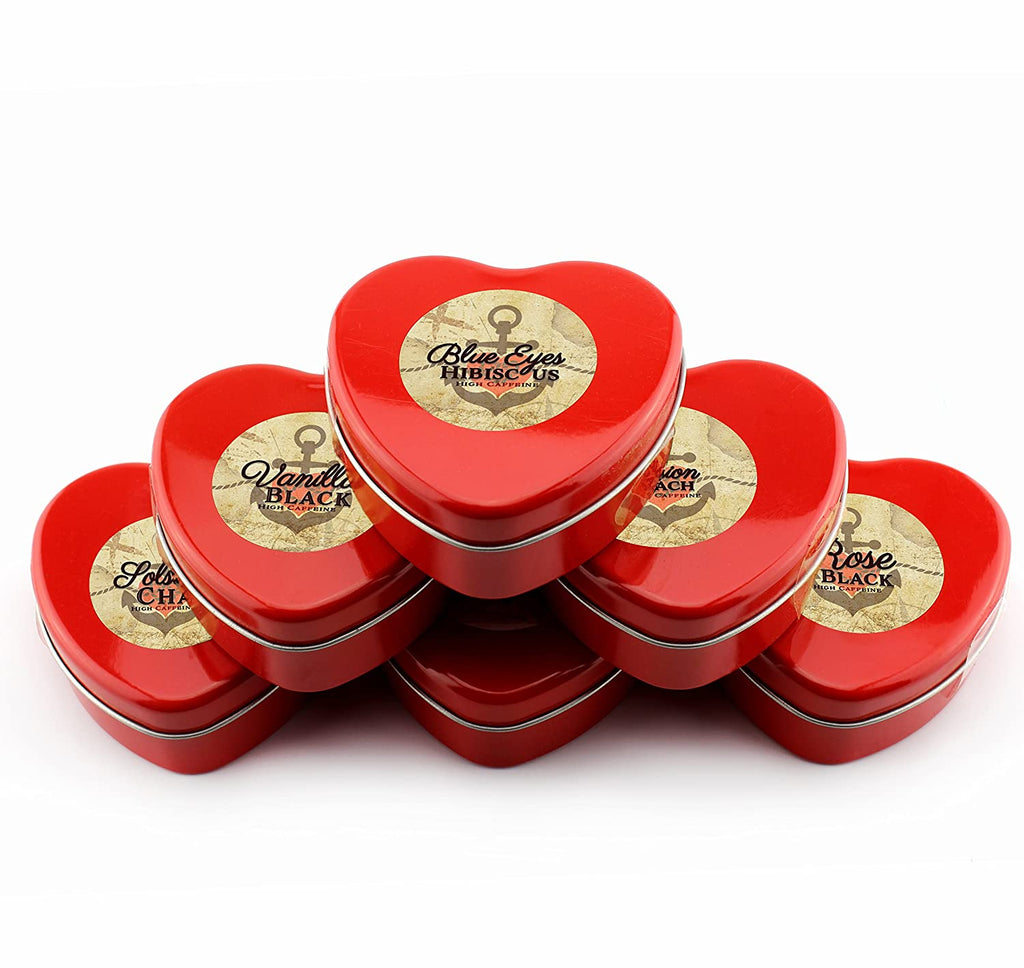 Sweetheart Loose Leaf Tea Sampler in Red Heart Tins w/ 6 Varieties of Tea - STTKit013