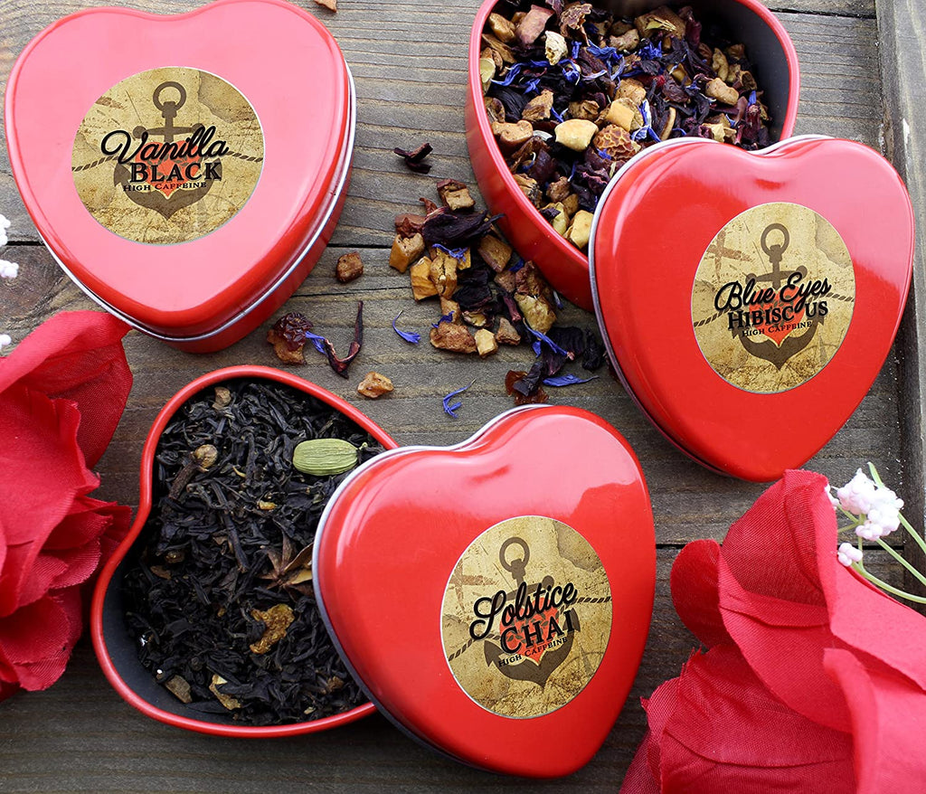 Sweetheart Loose Leaf Tea Sampler in Red Heart Tins w/ 6 Varieties of Tea - STTKit013