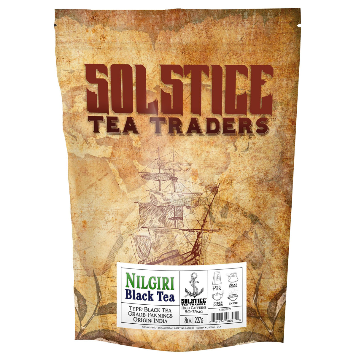 Nuri Tea Nilgiri Estate Loose Leaf Black Tea (8-Ounce Bulk Bag); South Indian ...