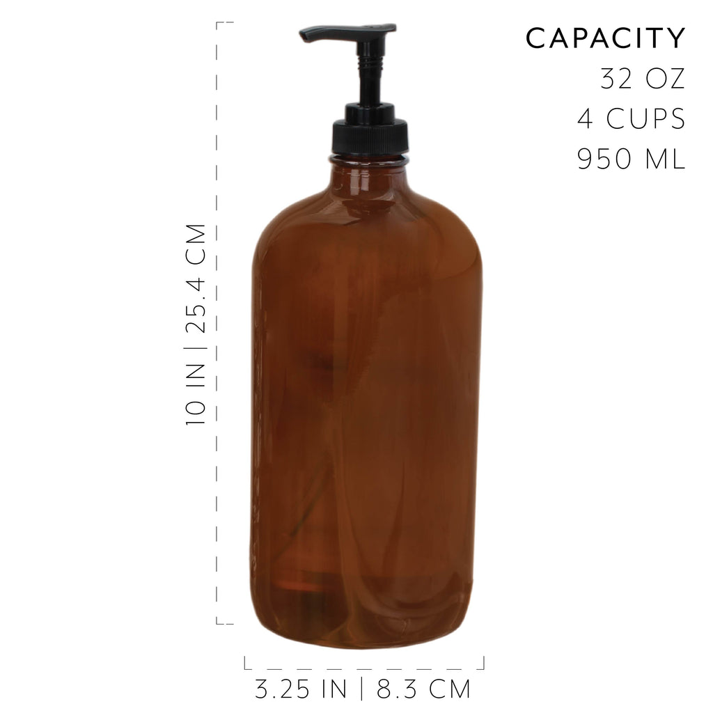 32oz Amber Glass Lotion Pump Bottles (Case of 20) - 20X_SH_1425_CASE
