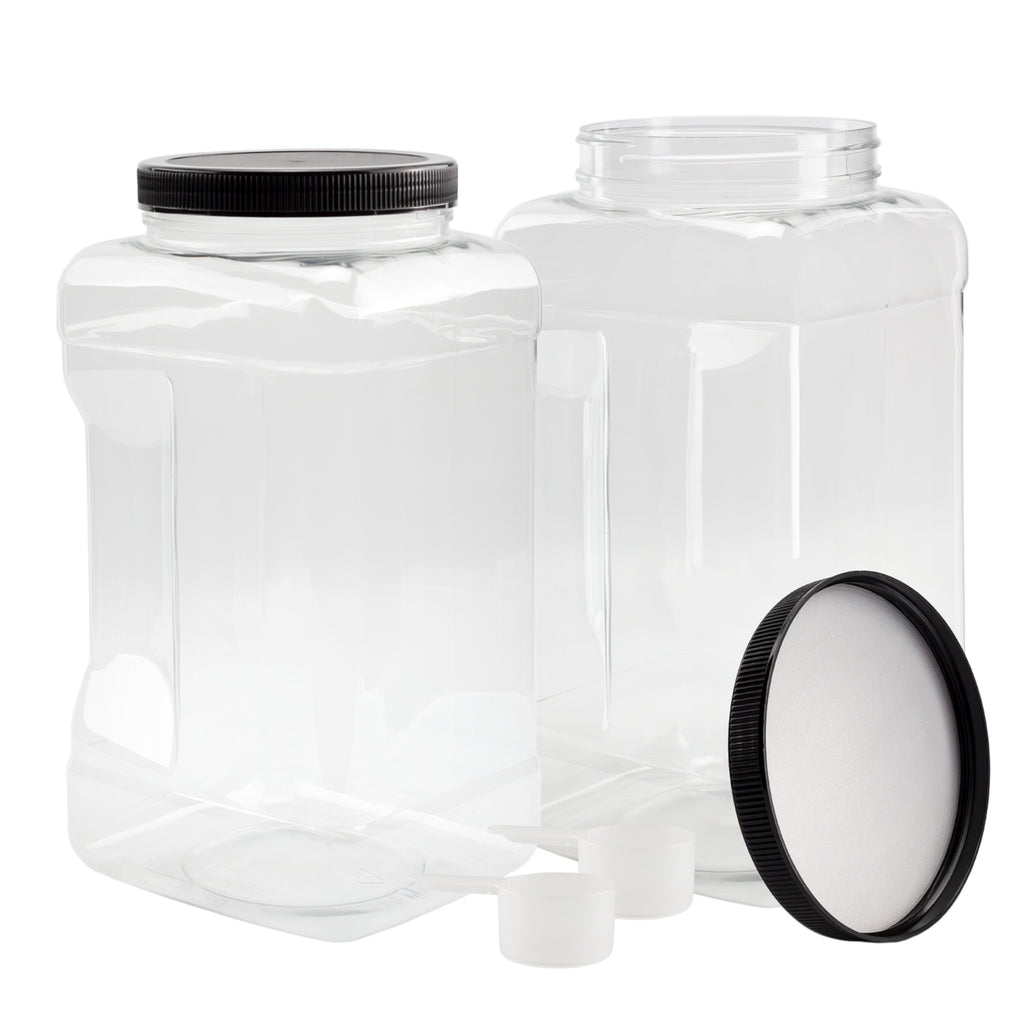 Square Gallon Size Clear Plastic Canisters (2-Pack) - CBKit021