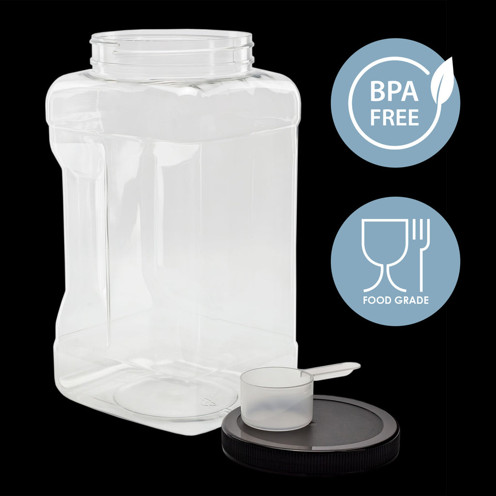 Square Gallon Size Clear Plastic Canisters (2-Pack) - CBKit021