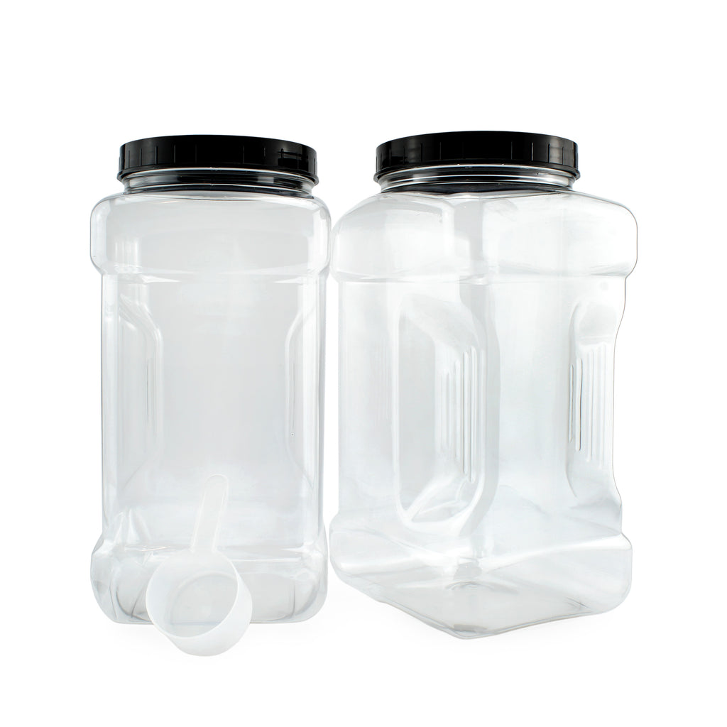 Square Gallon Size Clear Plastic Canisters (2-Pack) - CBKit021