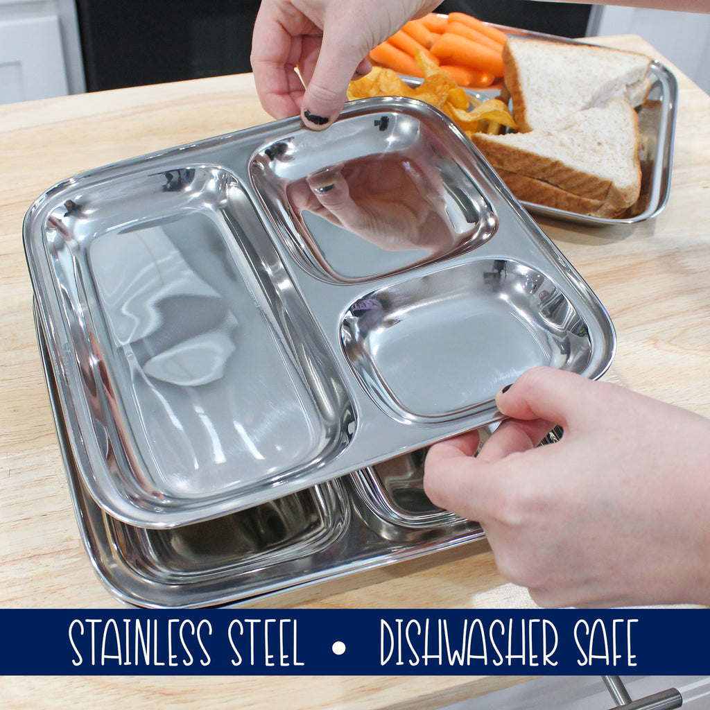 Stainless Steel Divided Plates/Compartment Trays (Case of 48) - SH_1252_CASE