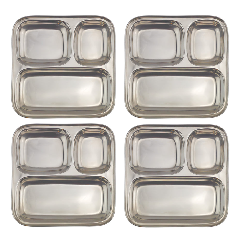 Stainless Steel Divided Plates/Compartment Trays (Case of 48) - SH_1252_CASE