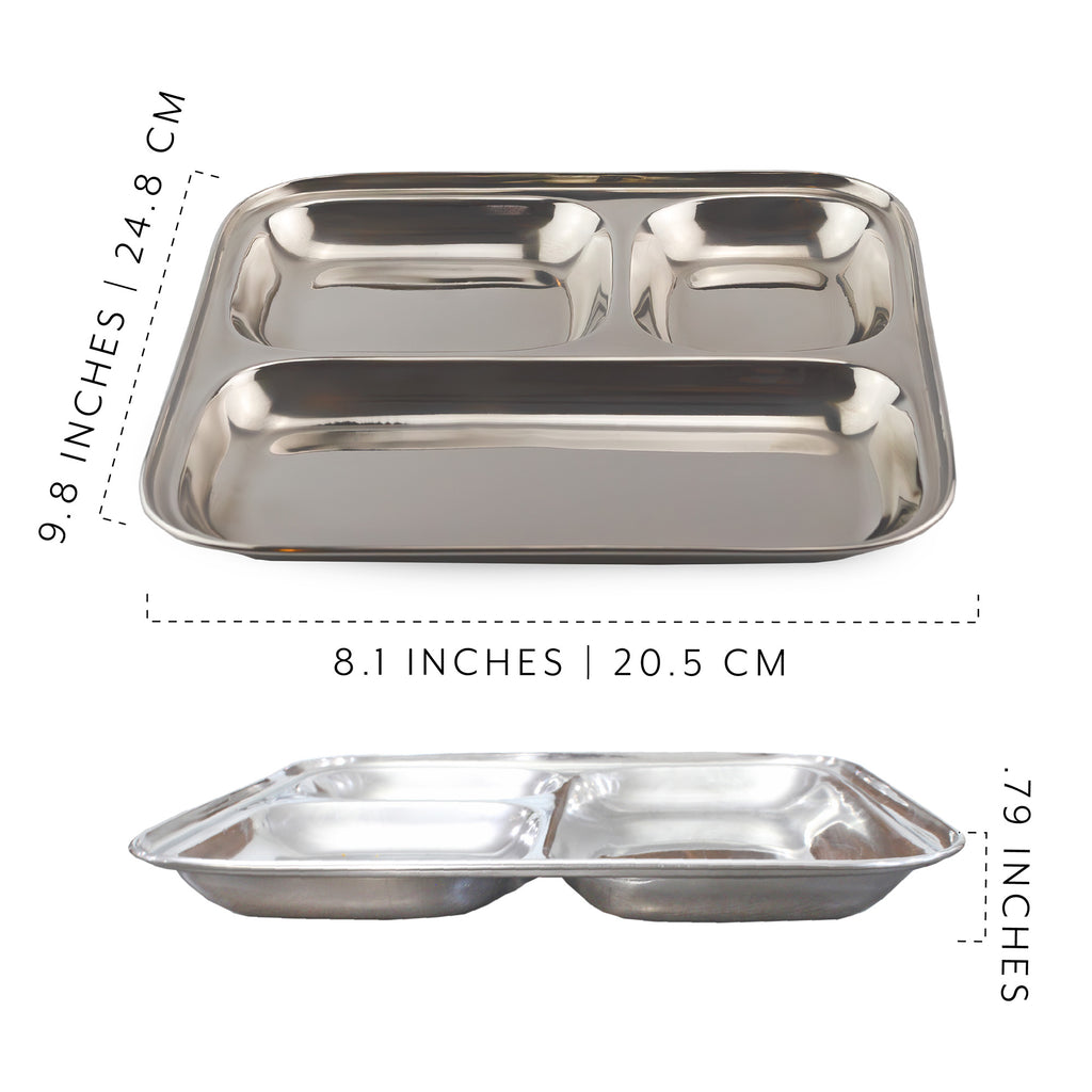 Stainless Steel Divided Plates/Compartment Trays (Case of 48) - 48X_SH_1252_CASE