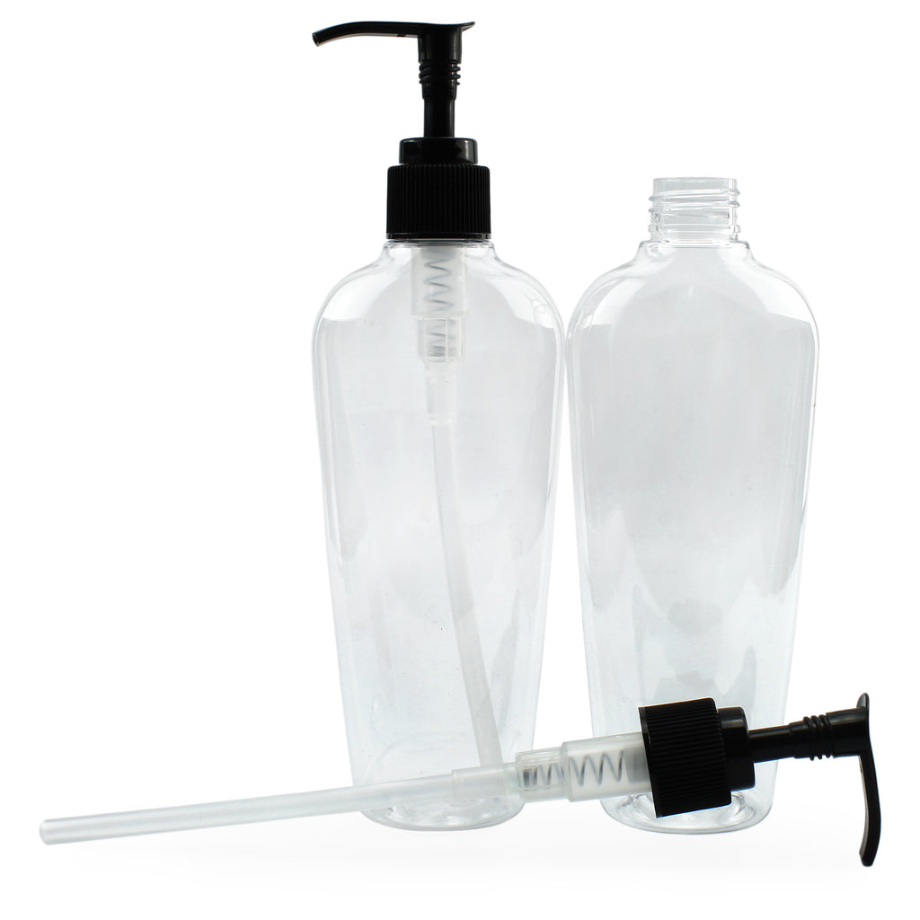 8oz Clear Oval-Shaped Plastic Lotion Bottles w/Black Pump Dispensers (8-Pack) - sh1617cb0OVAL