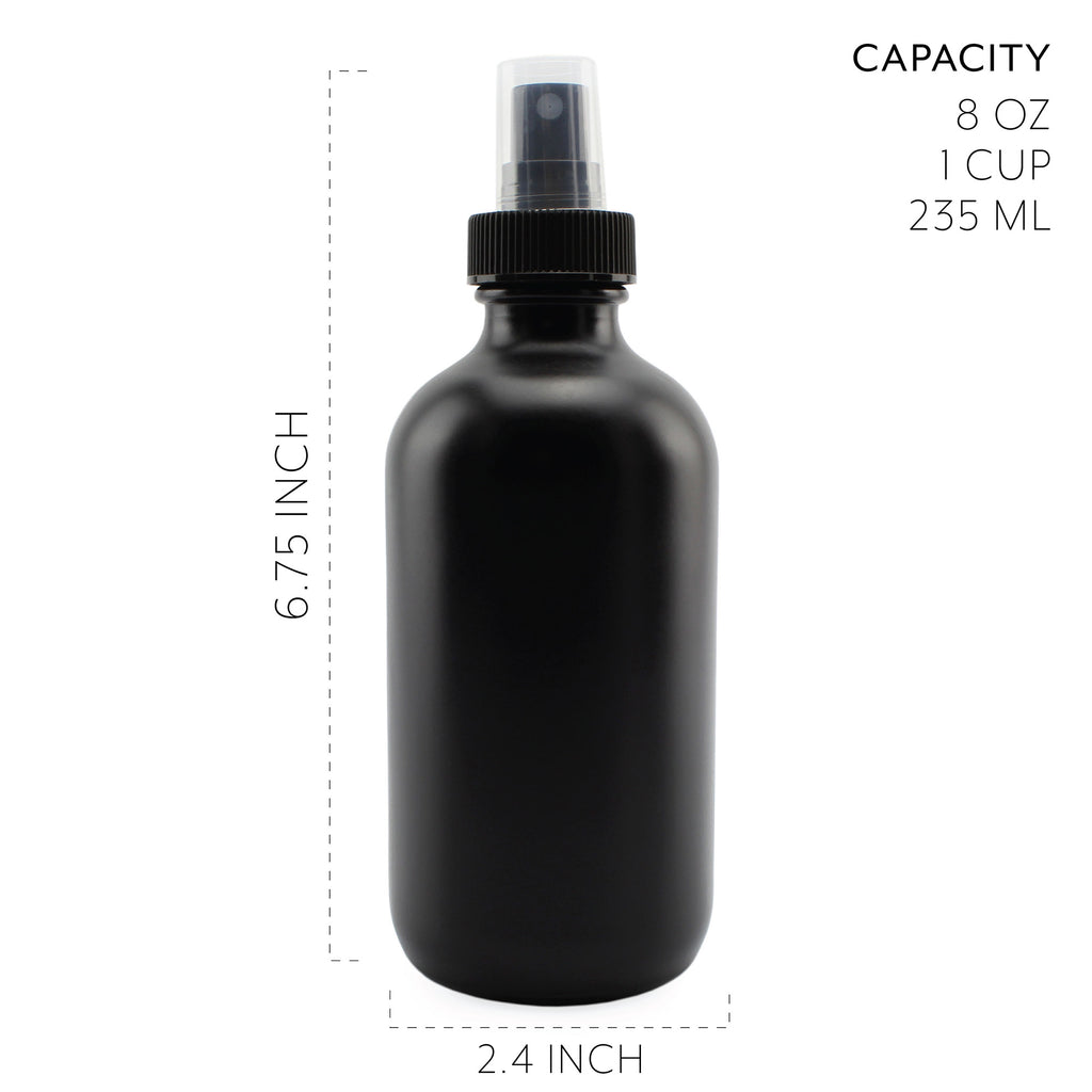 8oz Black Glass Spray Bottles Bottles (Case of 64) - 16X_SH_1423_CASE