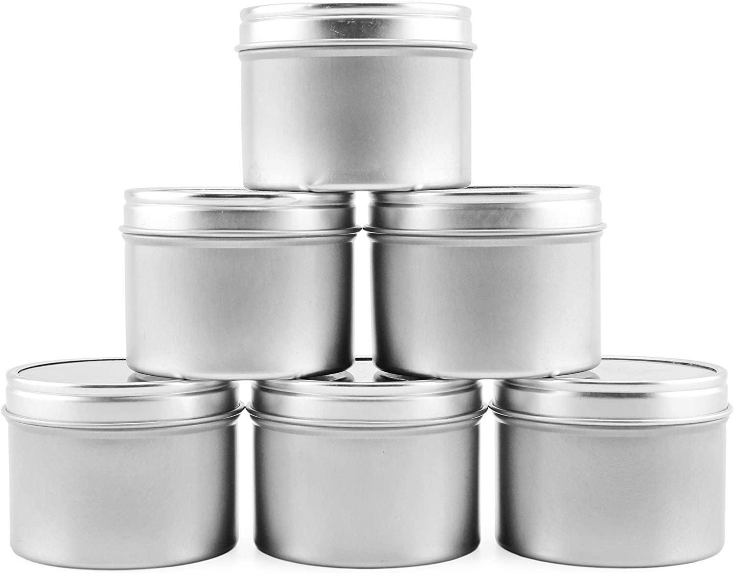 Cornucopia Brands 4-Ounce Metal Tins/Candle Tins (24-Pack); Round Containers with Slip-On Lids for