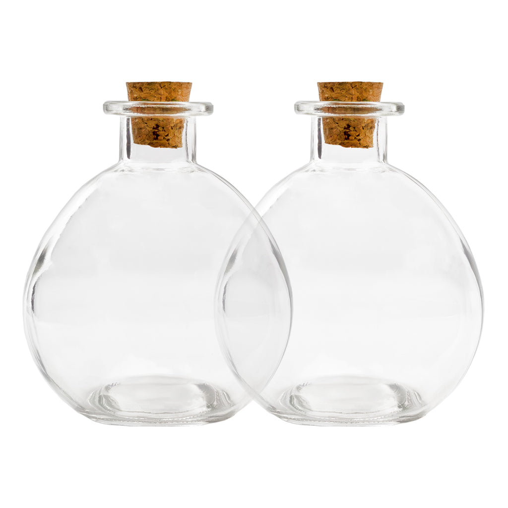 Round Glass Spherical Bottles, Potion Bottles w/ Corks (2-Pack, 8oz Capacity) - sh1276cb0Sphere