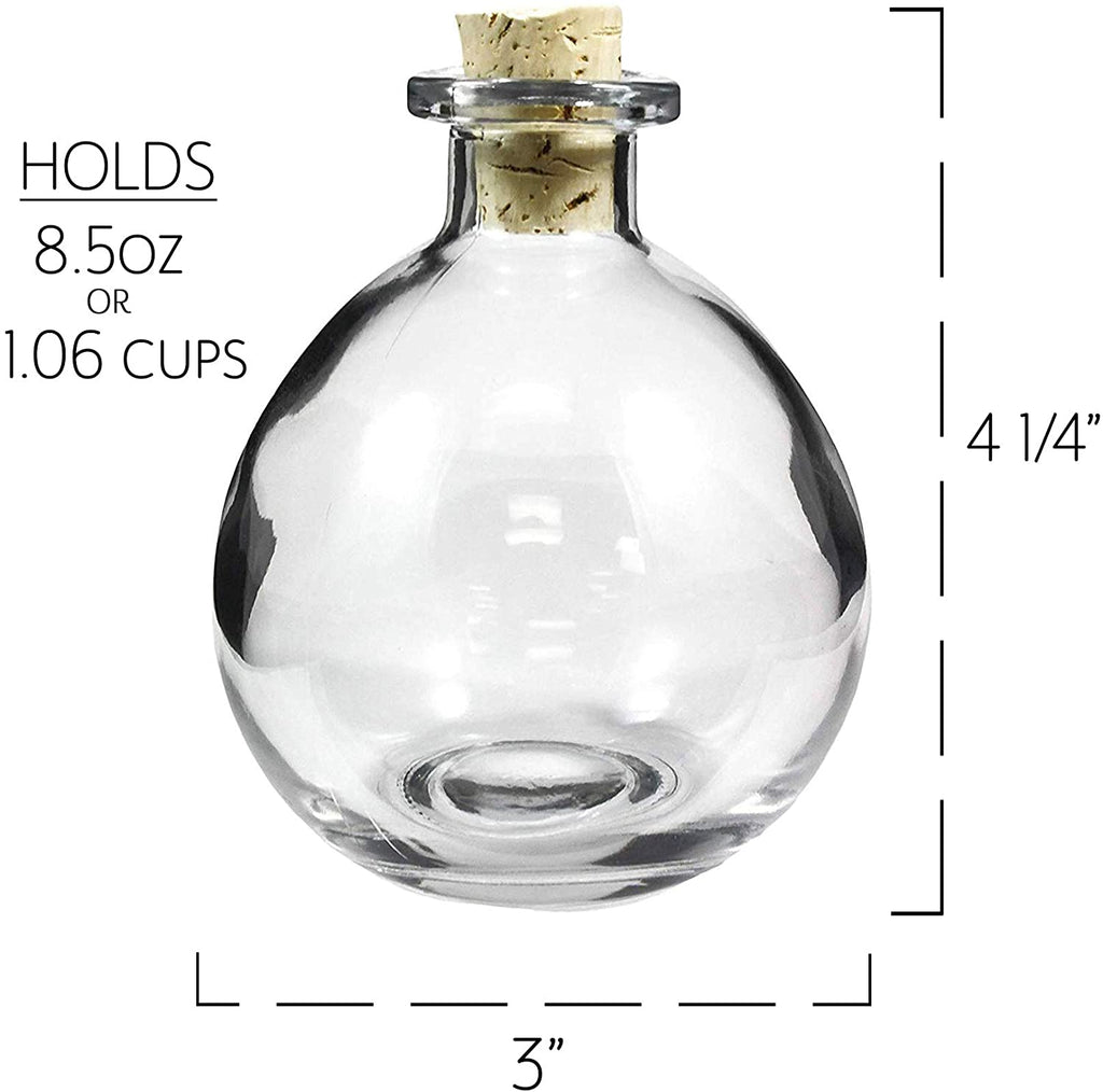 Round Glass Spherical Bottles, Potion Bottles w/ Corks (Case of 60) - 30X_SH_1276_CASE