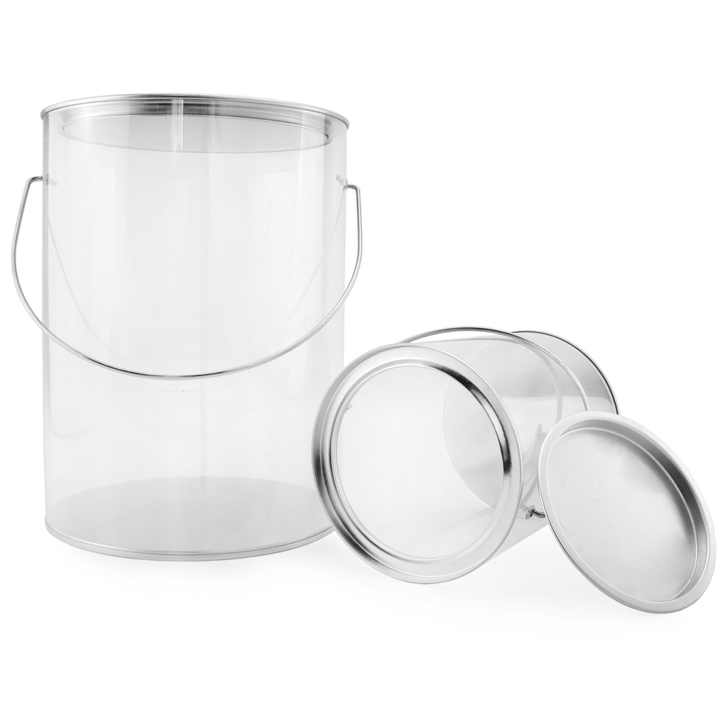 Clear Plastic Paint Cans (Gallon and Quart Combo Pack, Set of 2) - sh1317cb0GalQt