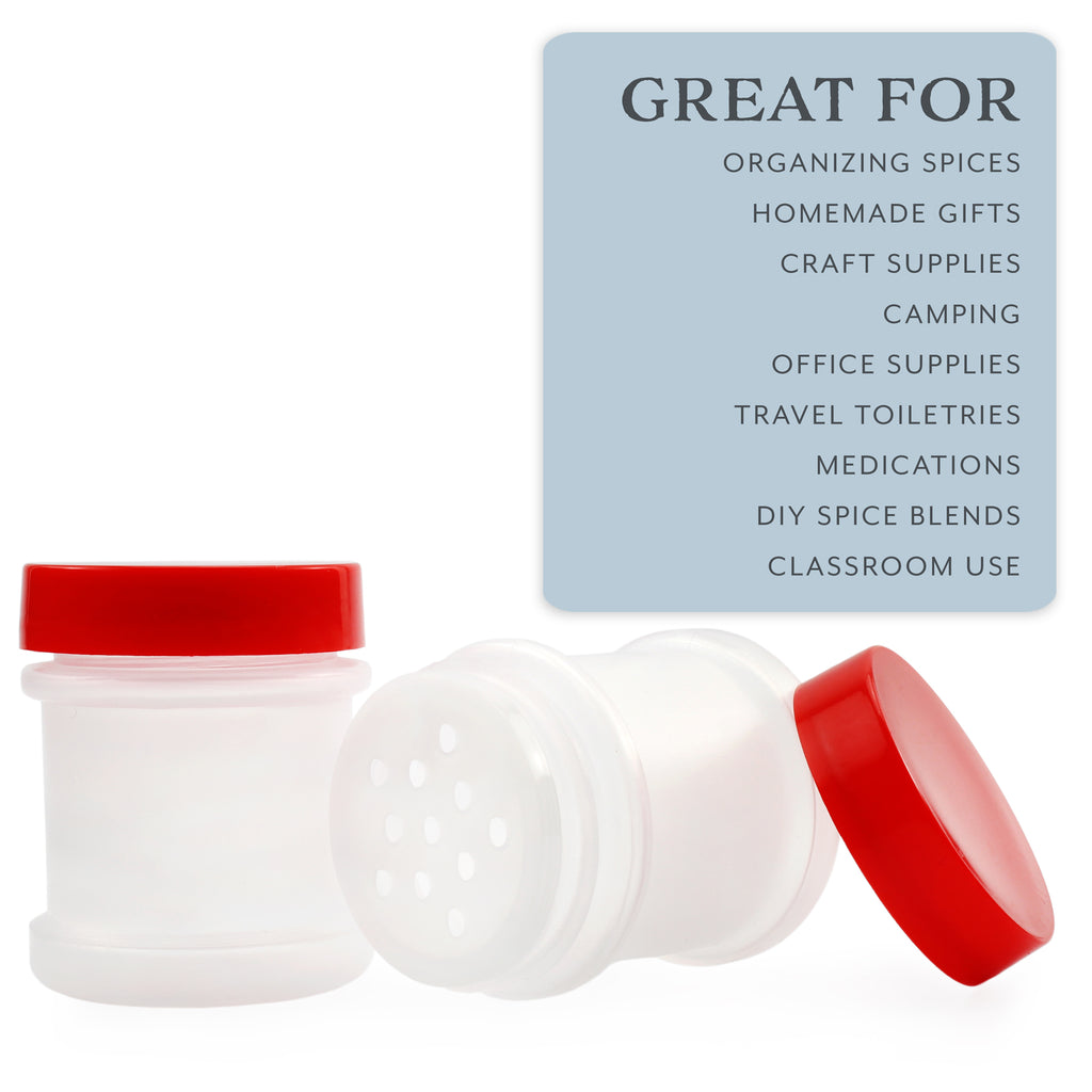 Mini Plastic Spice Jars w/Sifters (Case of 864, Red Lids) - 72X_SH_1475_CASE