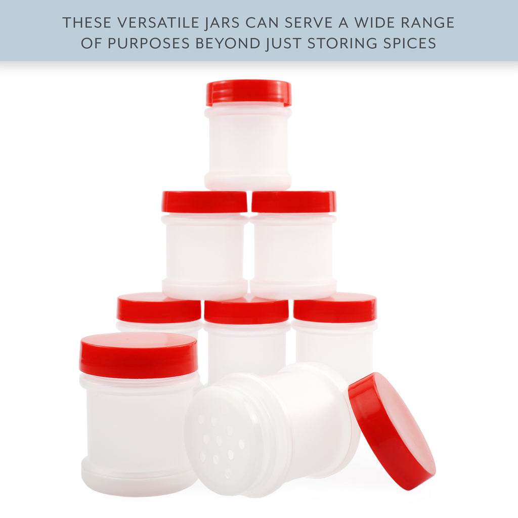 Mini Plastic Spice Jars w/Sifters (Case of 864, Red Lids) - 72X_SH_1475_CASE