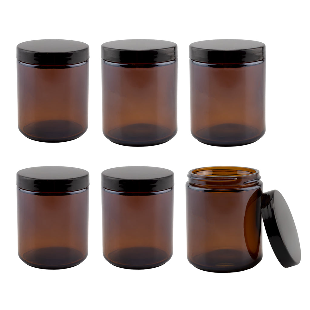 8oz / 9oz Amber Glass Jars (6-Pack) - sh1466cb0rlh