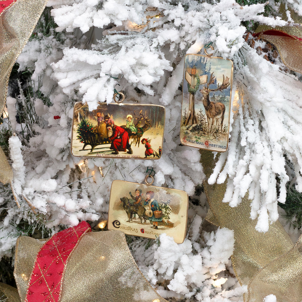 Set of 6 Vintage Retro Christmas Ornaments (3 Designs, 6 Ornaments Total) - sh3895-6ah16orn
