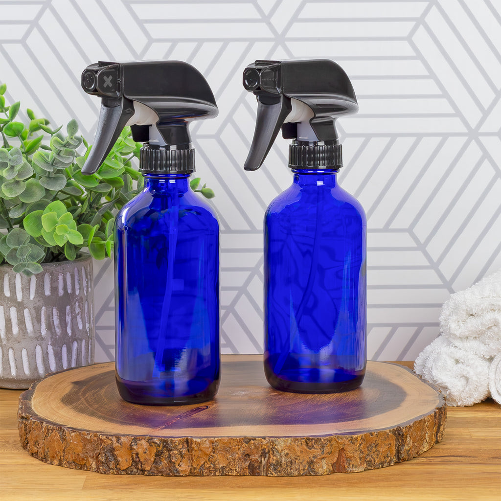 8oz Cobalt Blue Glass Boston Round Spray Bottles (2 Pack) - sh868cb08ozBL