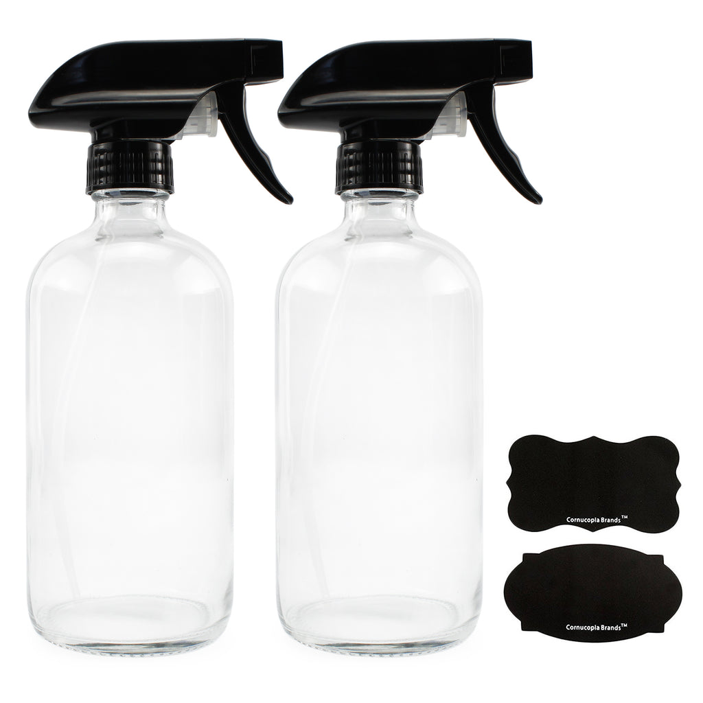 16oz Clear Glass Spray Bottles w/Chalk Labels (Case of 48) - 24X_SH_894_CASE