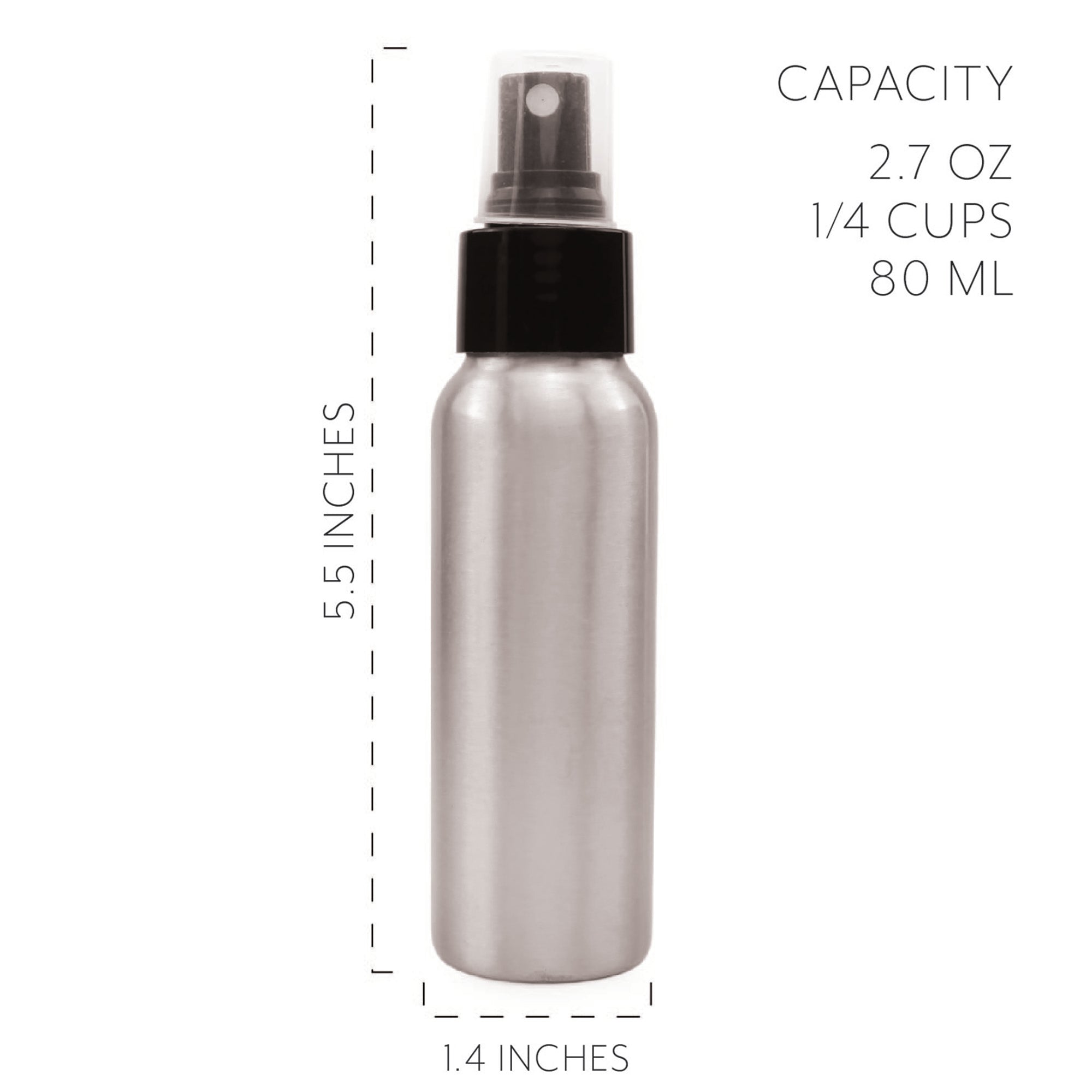2-Ounce Aluminum Fine Mist Spray Bottles (6-Pack); Mini Metal Atomizer  Bottles, 2.75oz