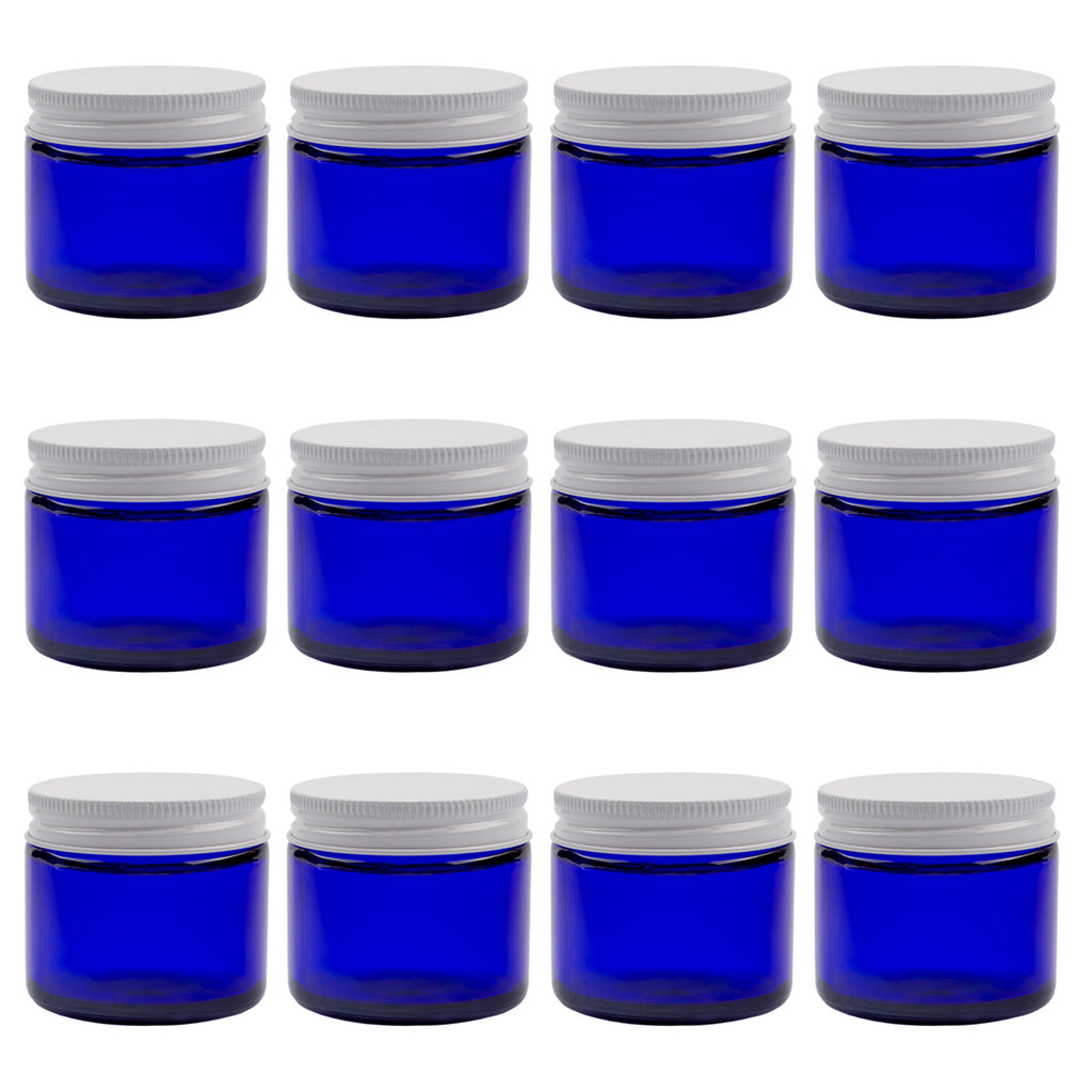 2oz Cobalt Blue Glass Jars w/Metal Lids (12 Pack) - sh912cb02oz