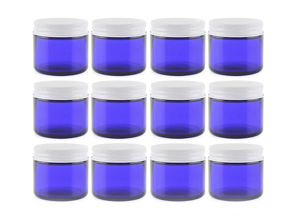 2oz Cobalt Blue Glass Jars w/Metal Lids (12 Pack) - sh912cb02oz