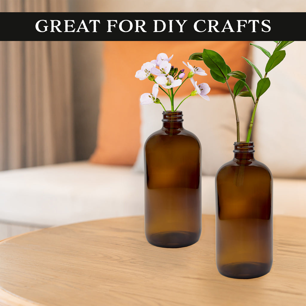 16oz Amber Glass Bottles w/ Reusable Chalk Labels and Lids (2 Pack) - sh1005cb016oz