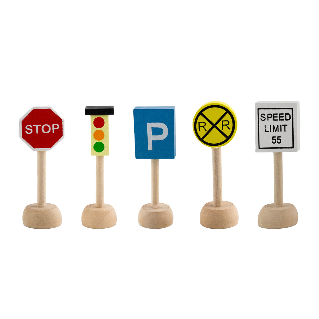 Kids Wooden Street Signs Playset (14-Piece Set) - sh124att0Signs