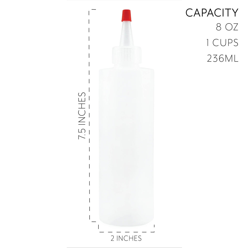 8oz HDPE Plastic Squeeze Bottles w/Yorker Tips (Case of 216) - 36X_SH_1328_CASE