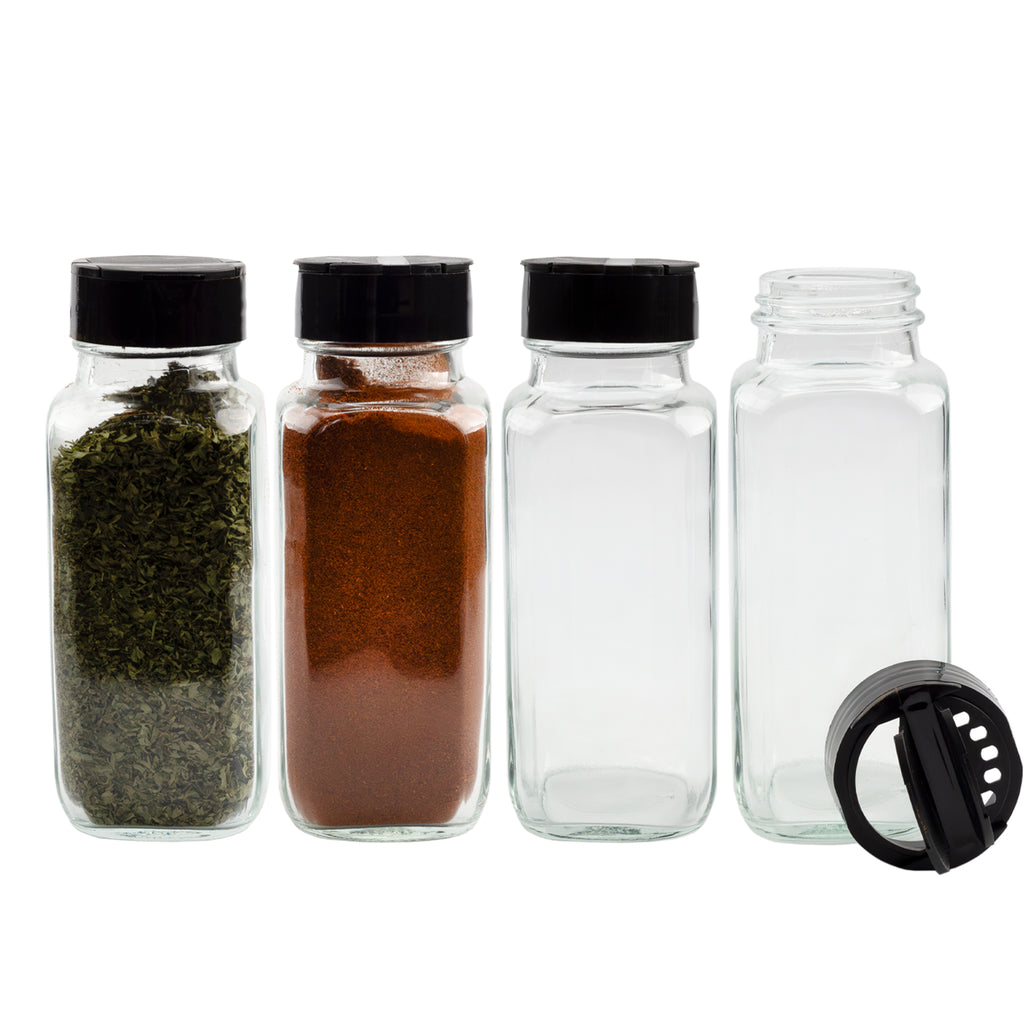 French Square Spice Jars, Spice Shaker/Pourer with Lid (4 Pack) - sh1214cb016aep