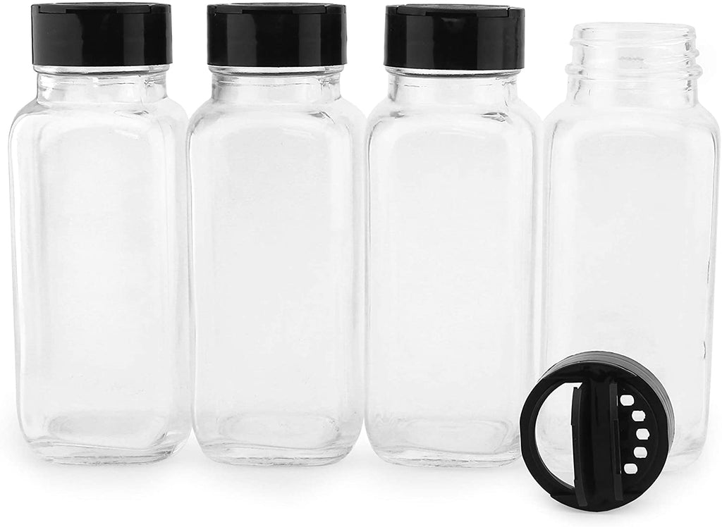 French Square Spice Jars, Spice Shaker/Pourer with Lid (4 Pack) - sh1214cb016aep
