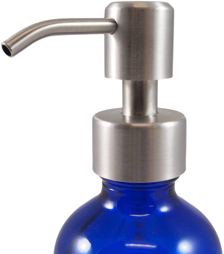 8oz Cobalt Blue Glass Bottles w/Stainless Steel Pumps (2 pack) - sh867cb08oz
