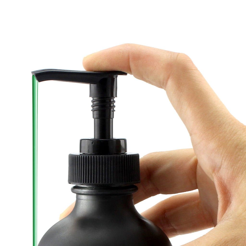Black Coated 8oz Glass Pump Bottles (4-Pack) - sh1006cb0816
