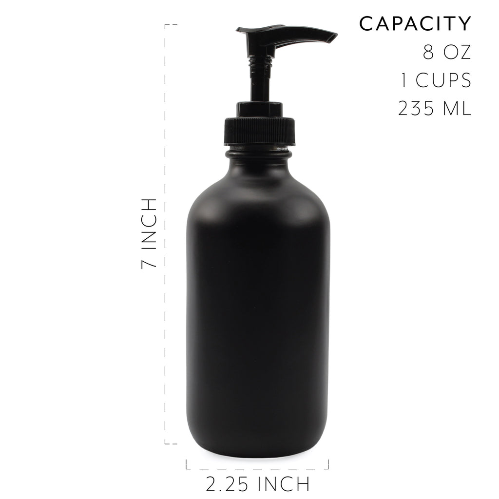 Black Coated 8oz Glass Pump Bottles (Case of 64) - 16X_SH_1006_CASE