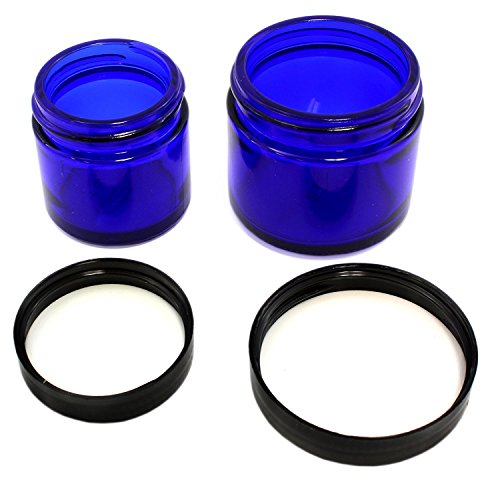 Combination 12 Pack of Cobalt Blue 1oz & 2oz Glass Straight Sided Jars (Case of 72) - 72X_SH_910_CASE