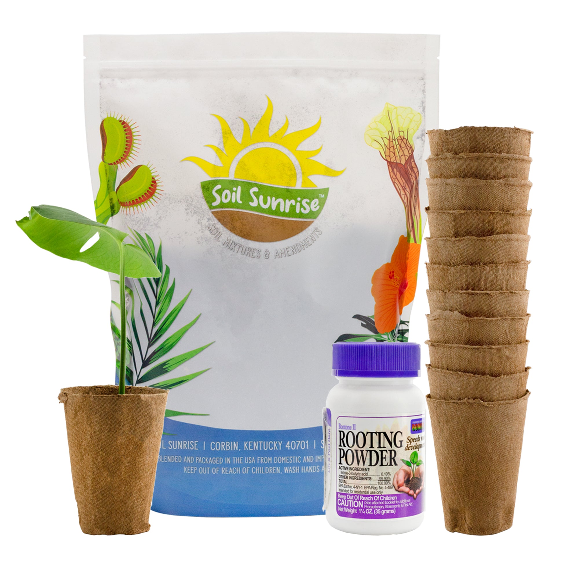 indoor plant propagation kit Plant Propagation Starter Kit (14-Piece Set), Includes Rooting Hormone, Pots, and Custom Potting Mix for Growing Herbs, House Plants and Tropical Plants – Kurated Korner