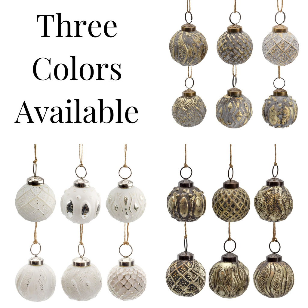 Farmhouse Ball Ornaments (Set of 6, Medium) - VarMedBallO