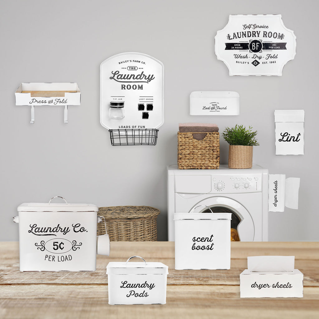 White Enamelware Laundry Pod Holder - sh2126ah1