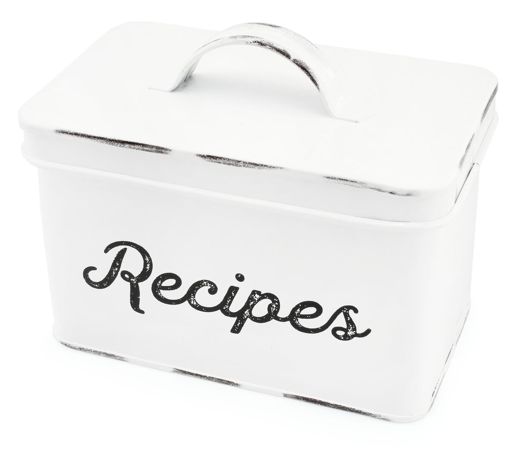 Rustic White Enamelware Recipe Box - sh1698ah1rmd