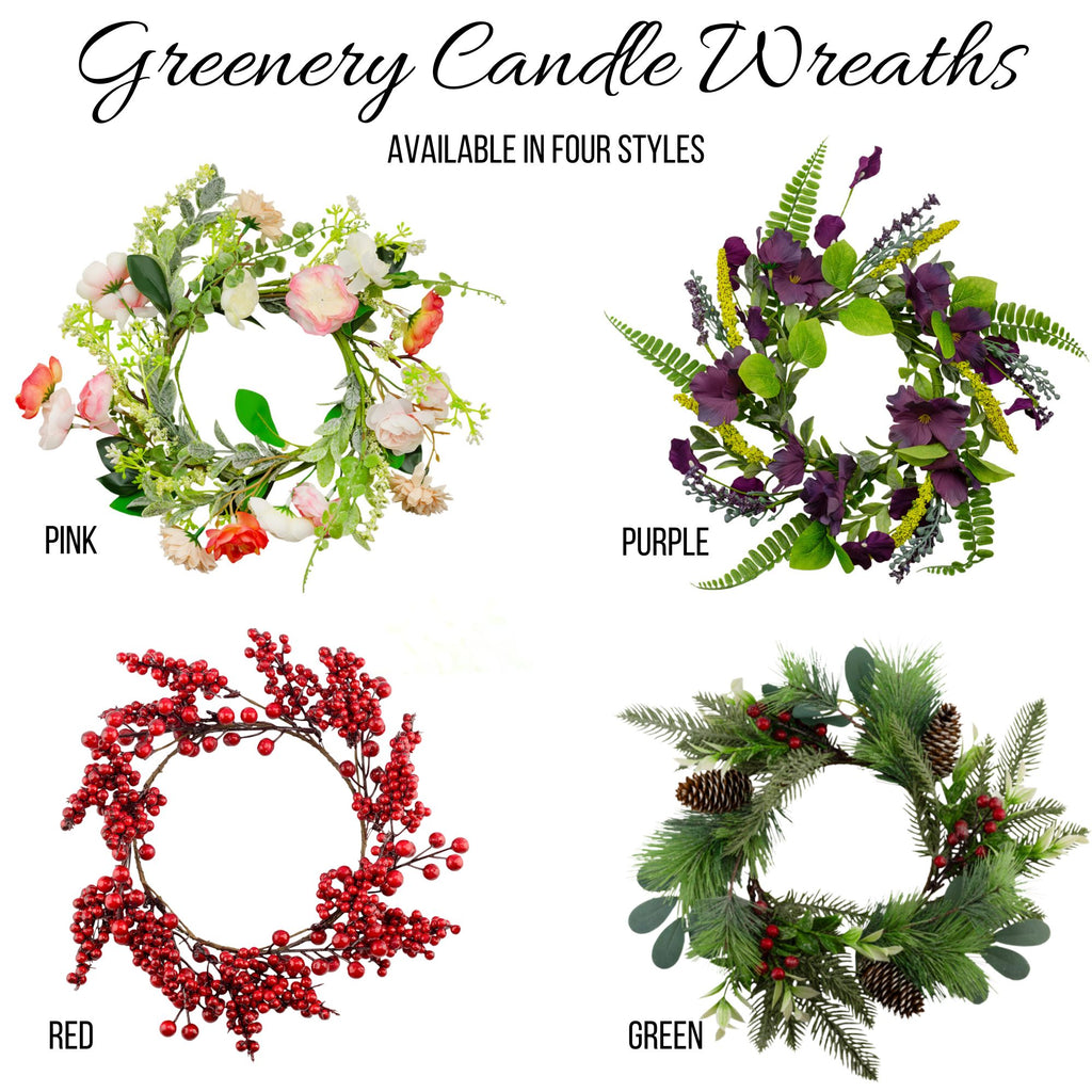 Holiday Greenery Candle Wreaths (2-Pack) - VarCandleRings