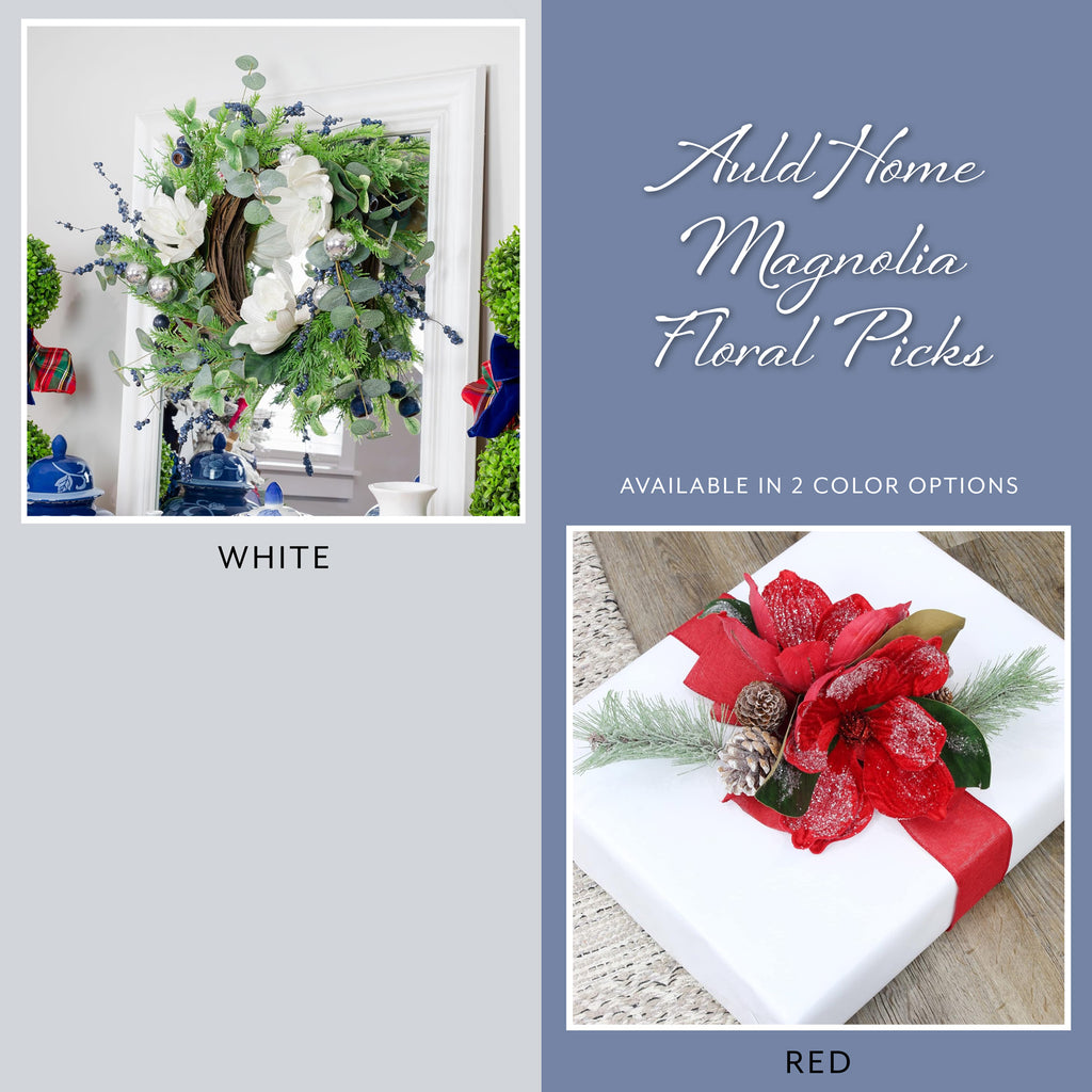 Christmas Magnolia Floral Picks (3-Pack, White) - sh1790ah1White