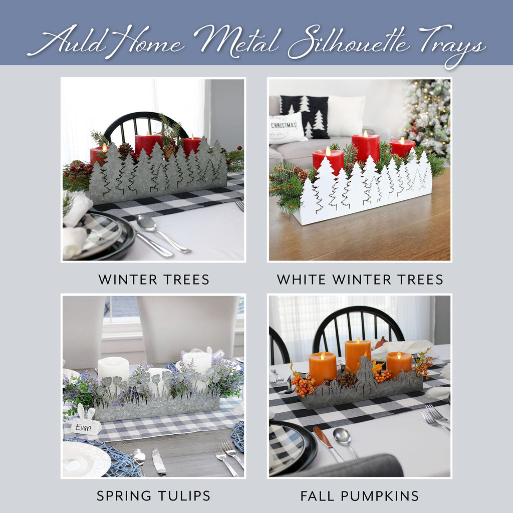 Christmas Tree Galvanized Tray (White, Case of 10) - 10X_SH_2049_CASE