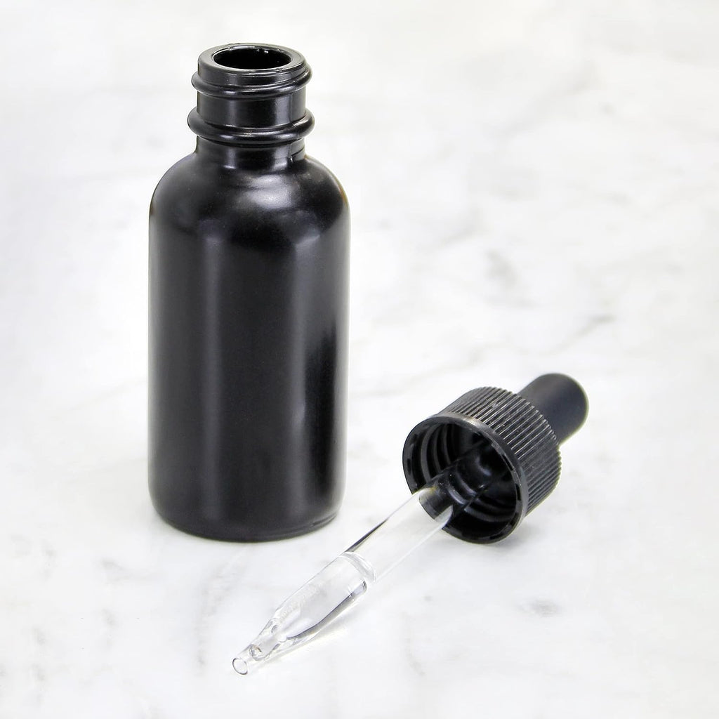 1oz Black Coated Glass UV Resistant Eye Dropper Bottles (6 pack) - sh1221cb0