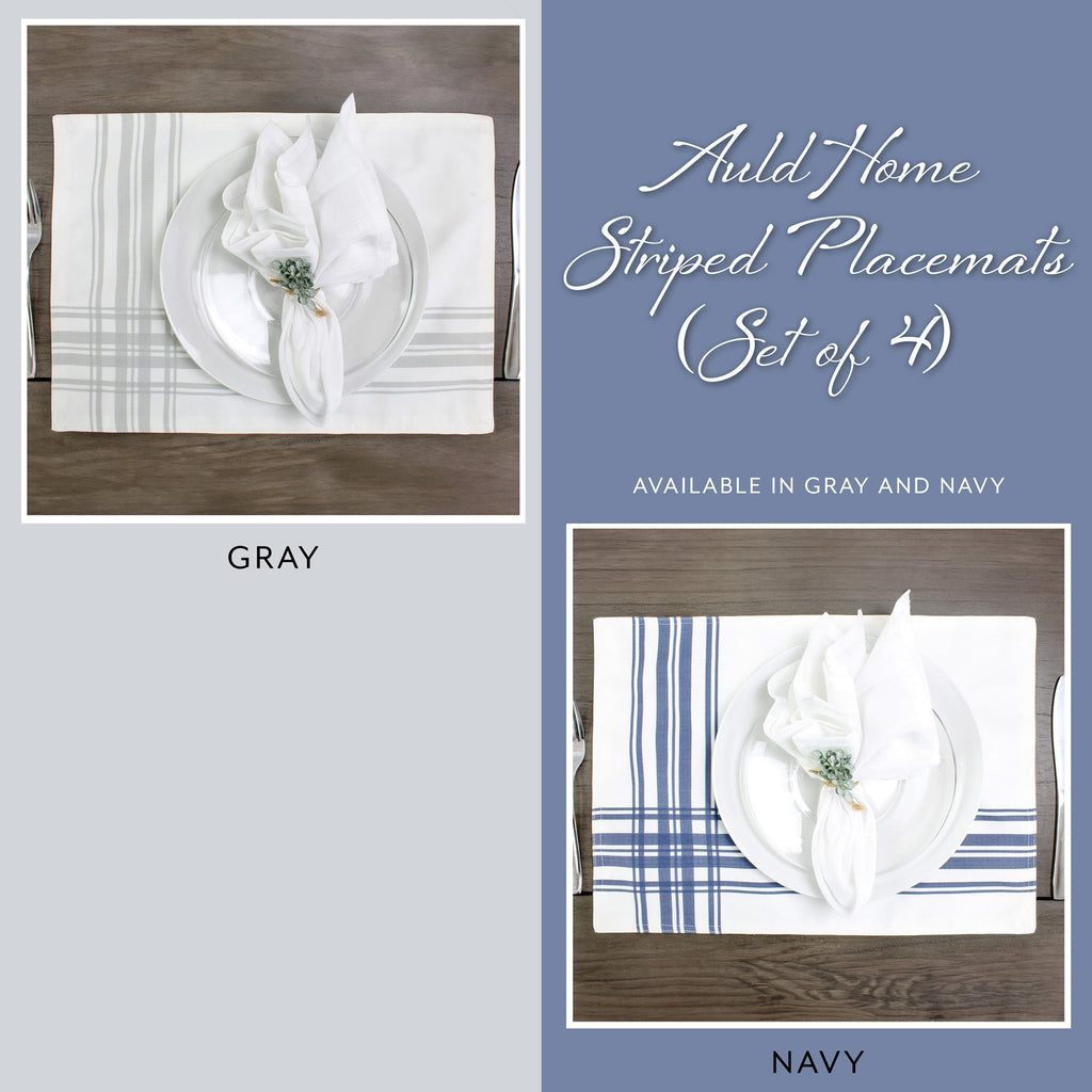 Ticking Stripe Placemats (4-Pack, Navy Blue Striped) - sh1933ah1Blue