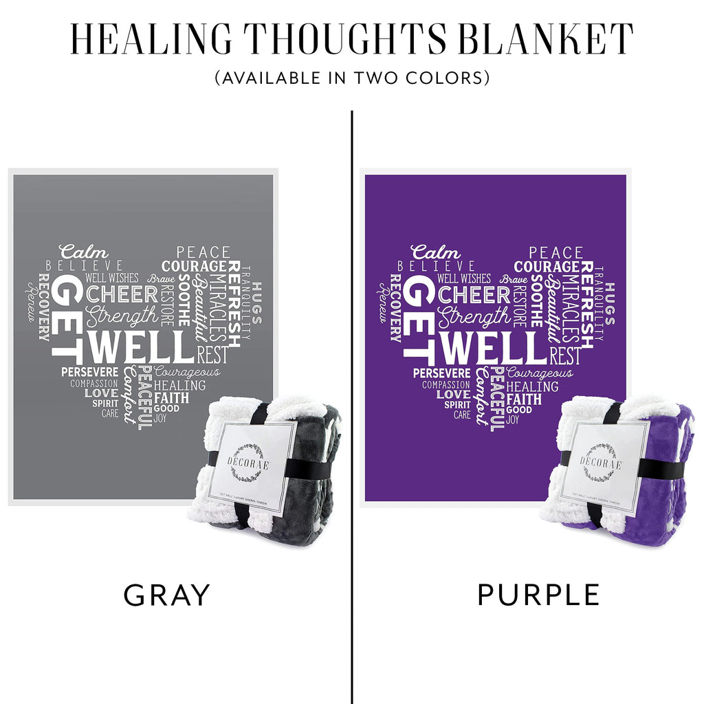 Healing Thoughts Blanket, Get Well Sherpa Fleece Throw - VarHThrow