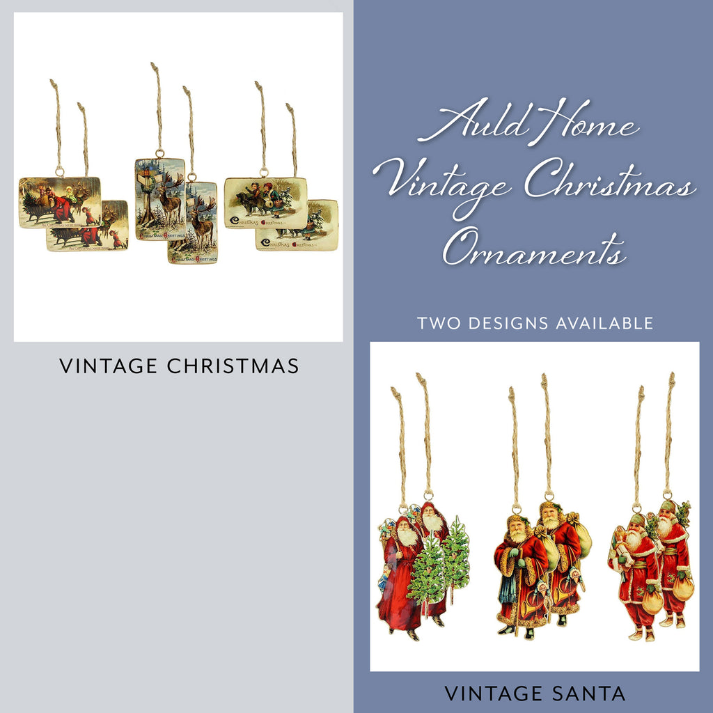 Vintage Santa Christmas Ornaments (3 Designs, 6 Ornaments Total) - sh1592ah1Snta