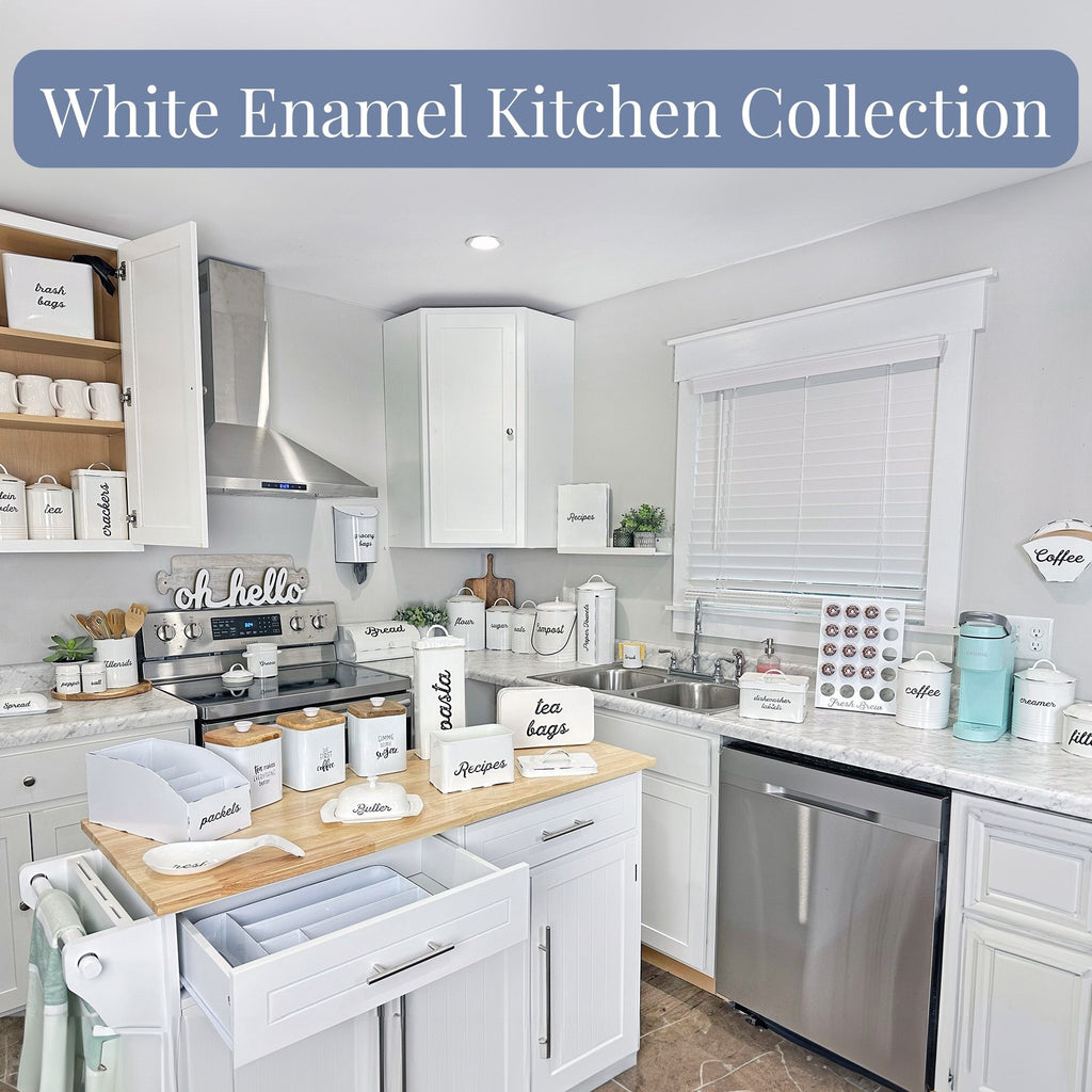 Enamelware Kitchen Bag Organizer (White) - sh2164ah1