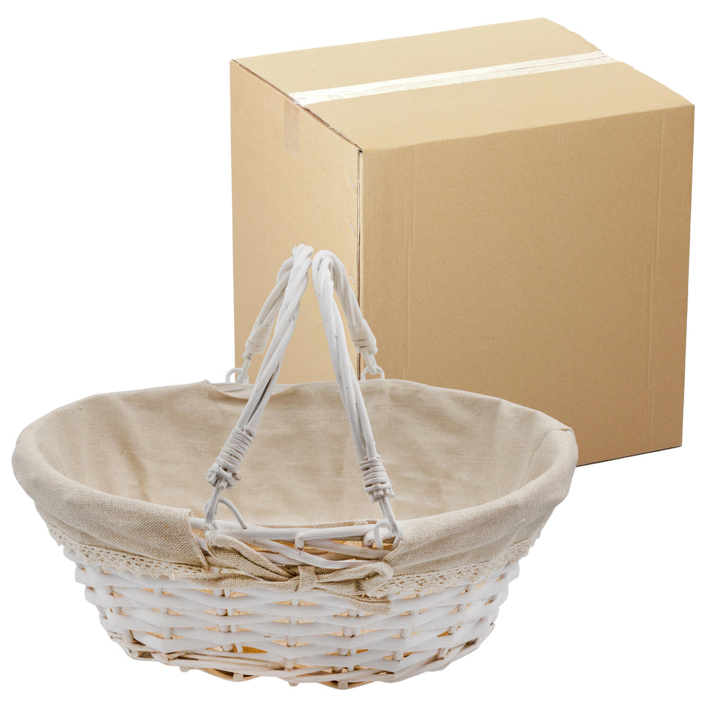 Wicker Basket with Handles (White-Painted, Case of 20) - 20X_SH_1645_CASE